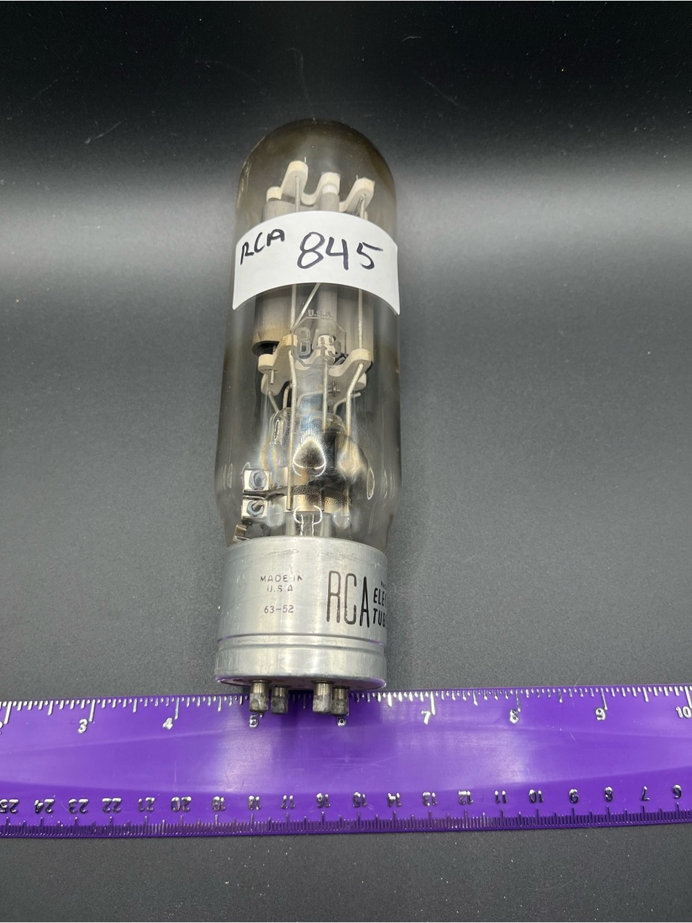 RCA 845 Power Vacuum Tube - Clear Glass, Silver Base